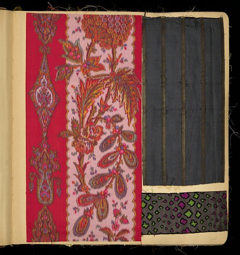 Scrapbook of textile and ribbon swatches