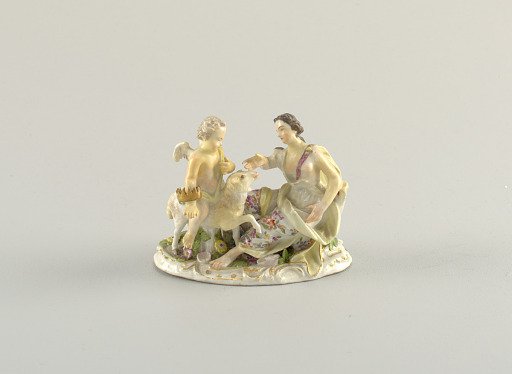 Figural Group of a Cherub and a Seated Lady