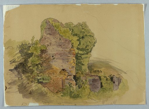 Tower Base, Sketch of Ruins in Forest