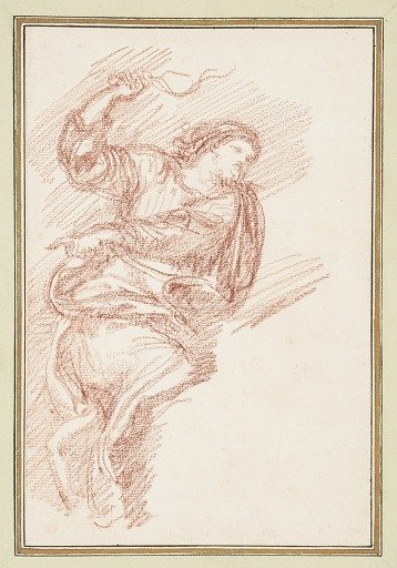 Robed figure with whip