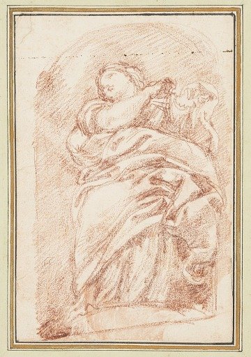 Seated female figure in niche