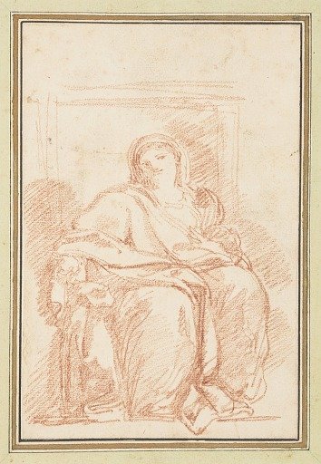 Seated female figure in robes
