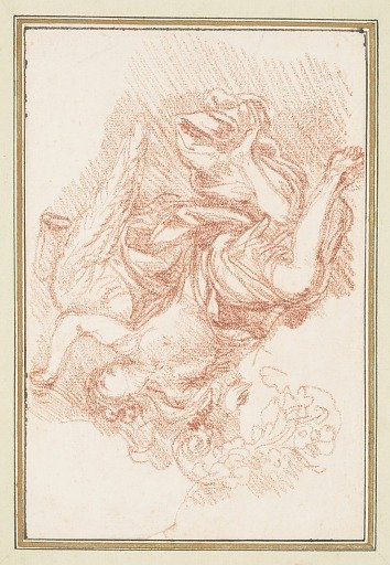 Winged figure looking upward