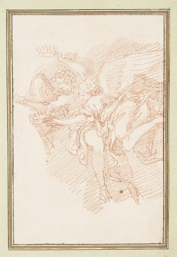 Two winged figures with crowns