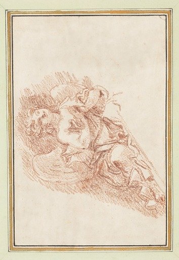 Winged figure praying