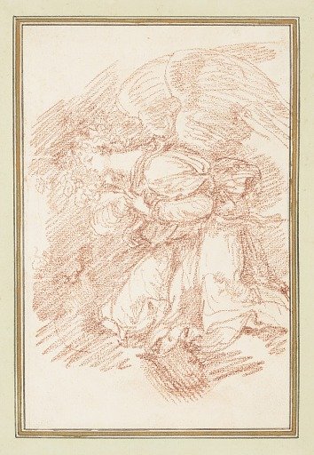 Kneeling winged figure