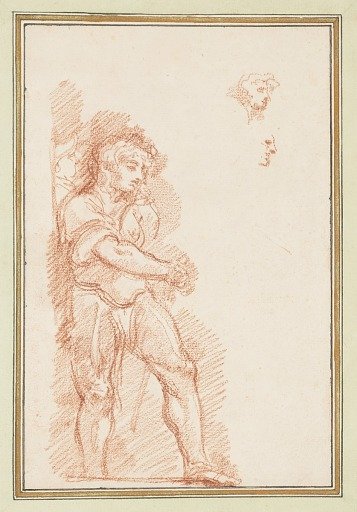 Soldier in antique dress with profile studies