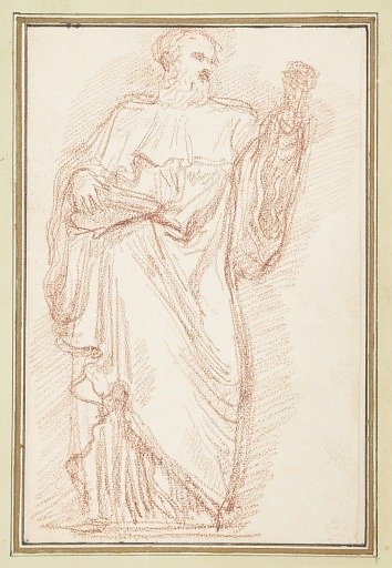 Standing male figure with book