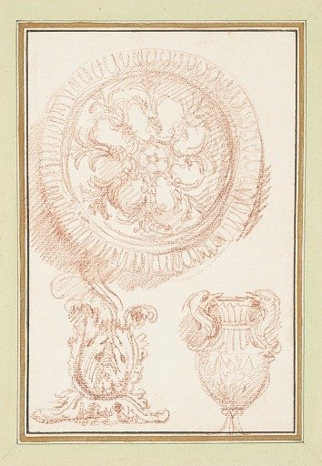 Urn and leaf-like ornament