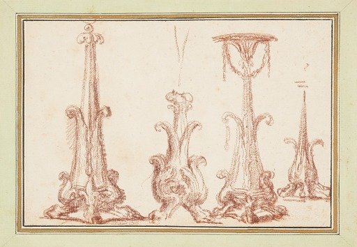 Four plant-like pedestals