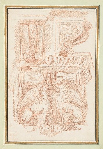 Brackets and a Column Capital with Eagles, in Dessins d'Ango Ornements et Architecture (Drawings of Ornaments and Architecture by Ango)