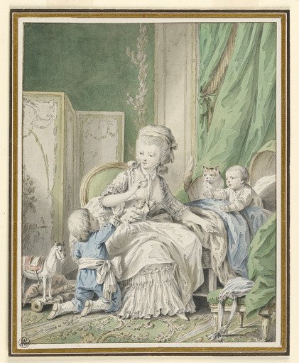 Mother and Two Children in a Boudoir