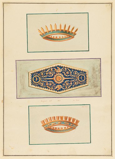 Ornament Design, Roman Shield between Camp and Mural Crowns