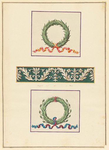 Ornament Design, Foliate Panel between Roman Triumphal and Civic Crowns