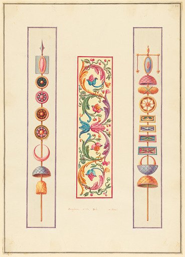 Ornament Design, Arabesque Panel between Roman Standards