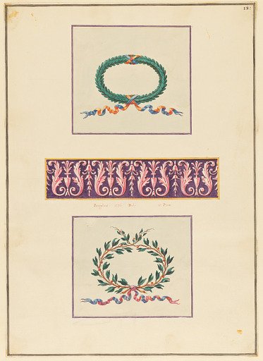 Ornament Design, Foliate Panel between Roman Myrtle and Laurel Crowns