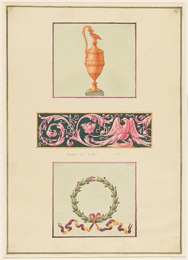 Ornament Design, Arabesque Panel with Eagle between Urn and Crown