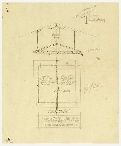 Light Fixture and Plan of Glass Disc for Mr. Allen's Study and Mrs. Allen's Dressing Room, Henry J. Allen Residence, Wichita, Kansas