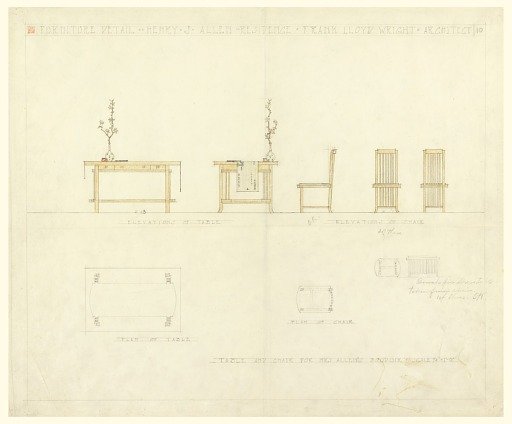 Table and Chair for Mrs. Allen's Boudoir, Henry J. Allen Residence, Wichita, Kansas