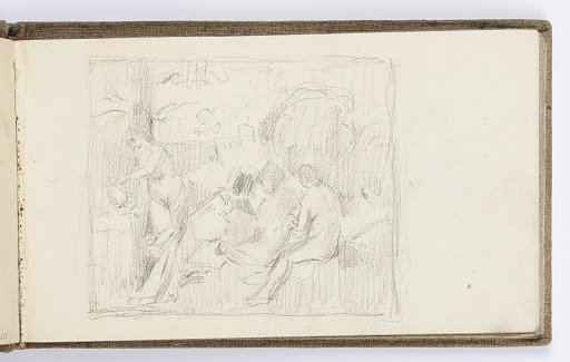 Sketchbook Page: Nude Female Figures in Landscape