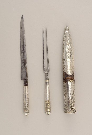 Fork with Ornate Silver Handle (Part of Traveling Cutlery Set)
