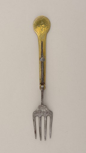 Folding Fork with Brass Handle