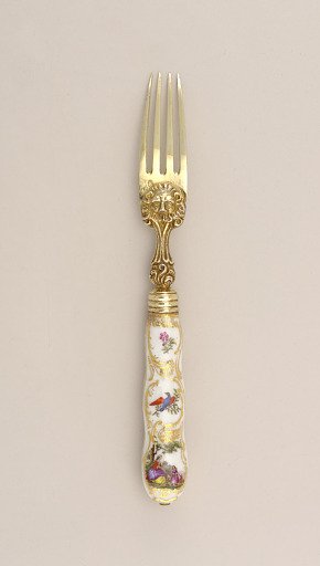 Fork with Porcelain Handle (with Knife and Spoon)