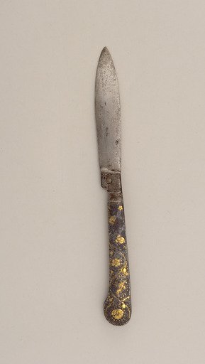 Folding Knife with Damascened Floral Handle