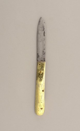 Folding Knife with Gold Plated Silver Handle From Traveling Cutlery Set