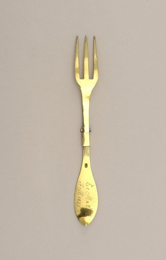 Folding Fork with Engraved Decoration From Traveling Cutlery Set