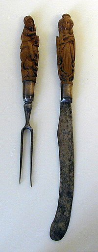 Fork with Figural Carved Wood Handle