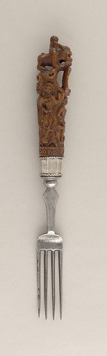 Fork with Figural Carved Wood Handle
