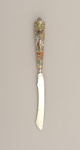 Knife with Multi-Colored Enamel Handle