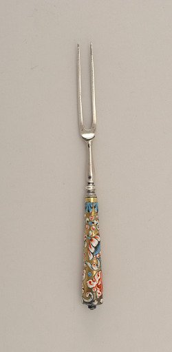 Knife with Red and Blue Enamel Handle