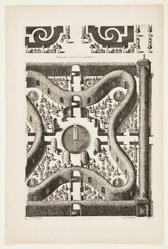 Design for a Garden Parterre of Cut Grass and Colored Gravel, from Nouveaux Livre de Parterres (New Book of Garden Beds) from Oeuvres du Sr. Marot