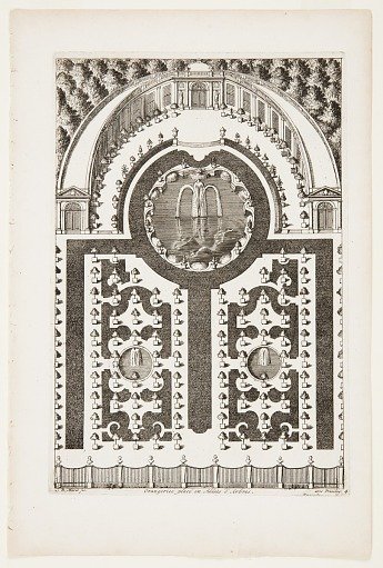 Orangeriee placé en Allées d'Arbres (Orangerie in Tree Paths), in Nouveaux Livre de Parterres contenant 24 pensséz diferantes (New Book Containing 24 Different Variations for Garden Beds)