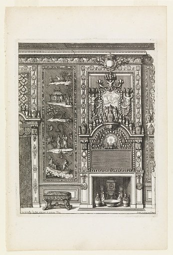 Design for a Chimney Wall with Lacquered Panels and Porcelain from "Nouvelles Chiminees Faittes en Plusieur en Droits de la Hollande et Autres Provinces du Dessin de D. Marot"