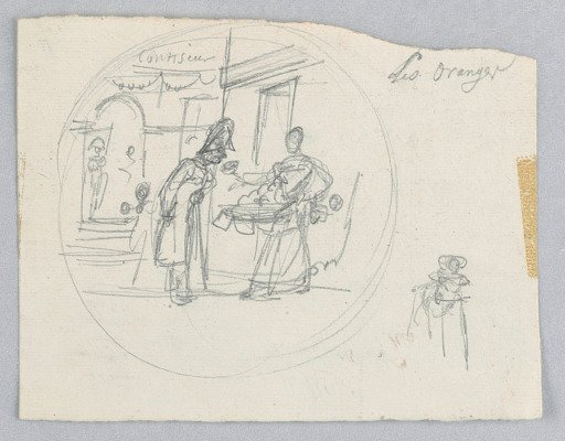Design for a Painted Porcelain Plate, Les Oranges (Oranges) from Service des Objets de Dessert (Dessert Service)