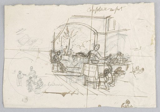 Design for a Painted Porcelain Plate, Confiture en Pot (Potted Jam) for the Service des Objets de Dessert (Dessert Service)