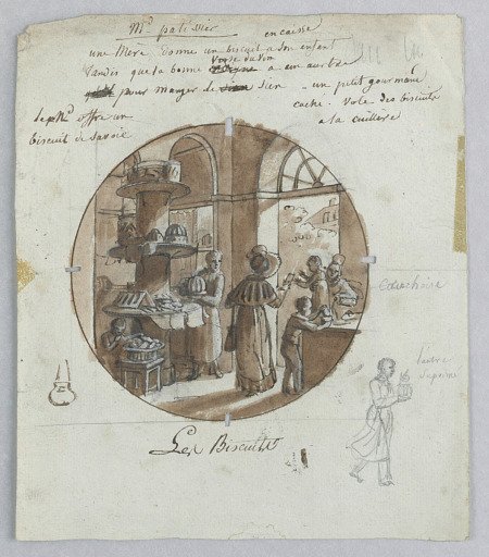 Design for a Painted Porcelain Plate, Les Biscuits (Cookies) for the Service des Objets de Dessert (Dessert Service)