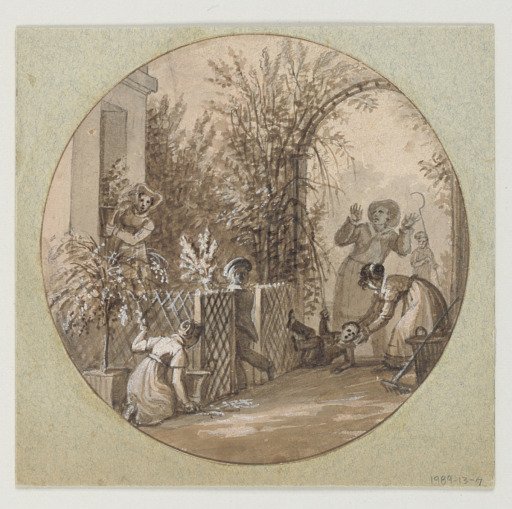 Design for a Painted Porcelain Plate, Garden Scene from the Service de la Culture des Fleurs (Flower Cultivation Service)