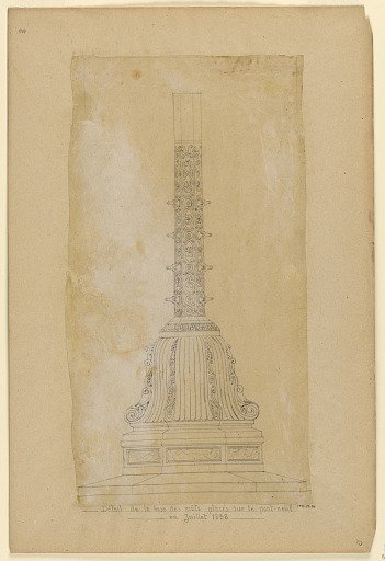 "Detail de la base des mats places sur le pont-neuf en Juillet 1838"