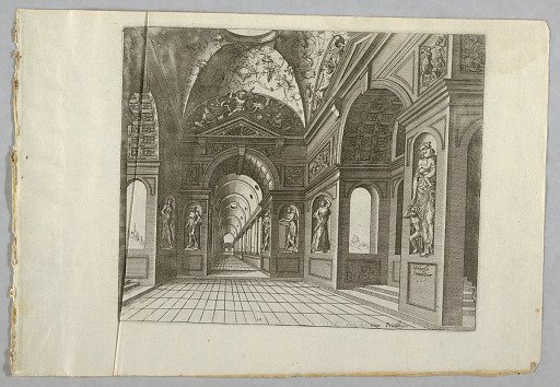 View of a Cross-vaulted Hall with Statues in Niches