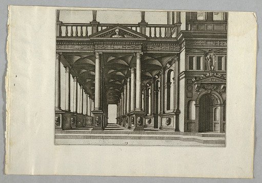 View of Open Galleries with Entrance to Palace at Right
