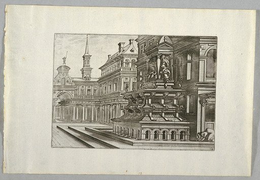 Rectangular Wall Fountain at Right, With a Partial View of Palace Beyond