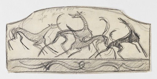 Design for Firescreen, Four Hounds