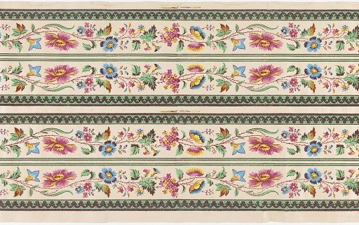 Continuous garlands of freesias, peonies, phlox, and morning glories