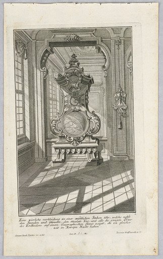 Funffte Ausgab seiner vorhabenden werckes...Unterschiedliche Neu Inventierte Verkleidunen zu modernen geographiscehen und astronomischen Perpendicul-Uhren, erschienen bei Jer.