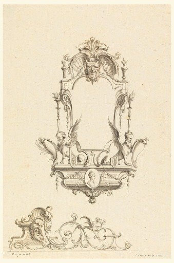 Design for Cartouche with Cupid, a Horse and Spears from "Cartouches Nouvellement Inventez"