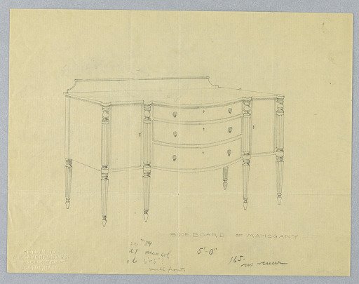 Design for Sideboard on Six Legs with Three Drawers
